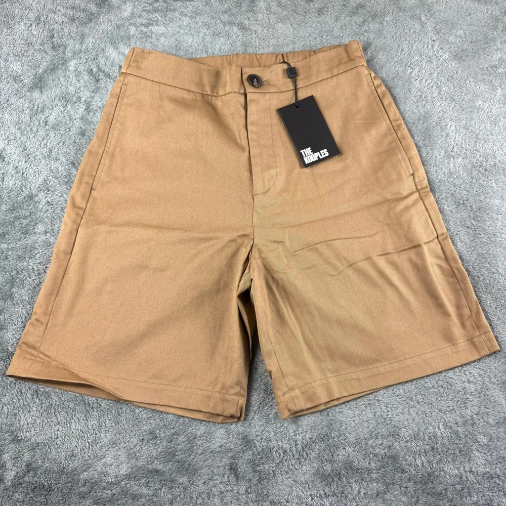 The Kooples Tan Cotton Blend Tailored‎ Shorts Size S Elastic Waist Pockets